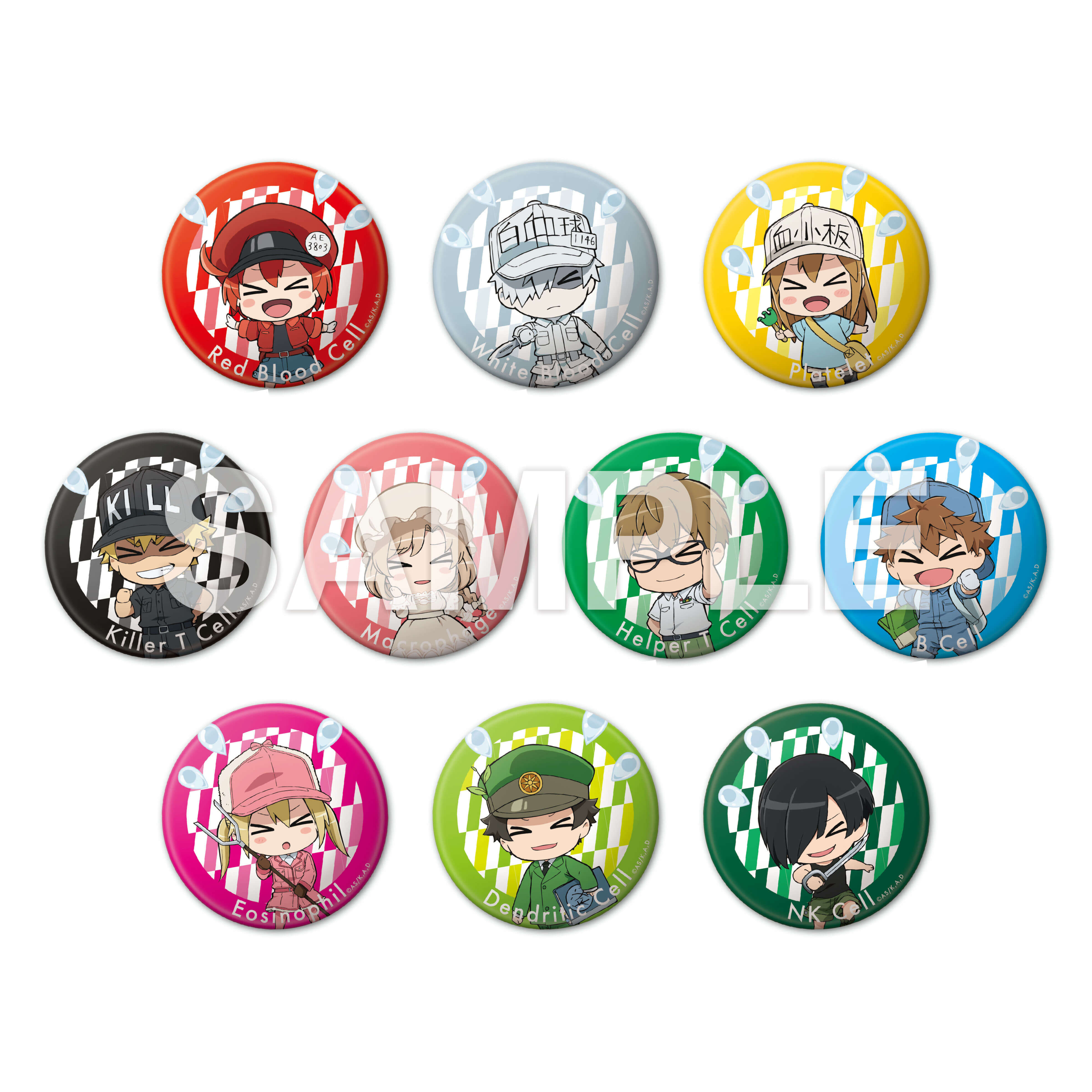 Cells at Work! (Anime Ver.) Character Badge Collection: Still Photography:  1Box (8pcs)