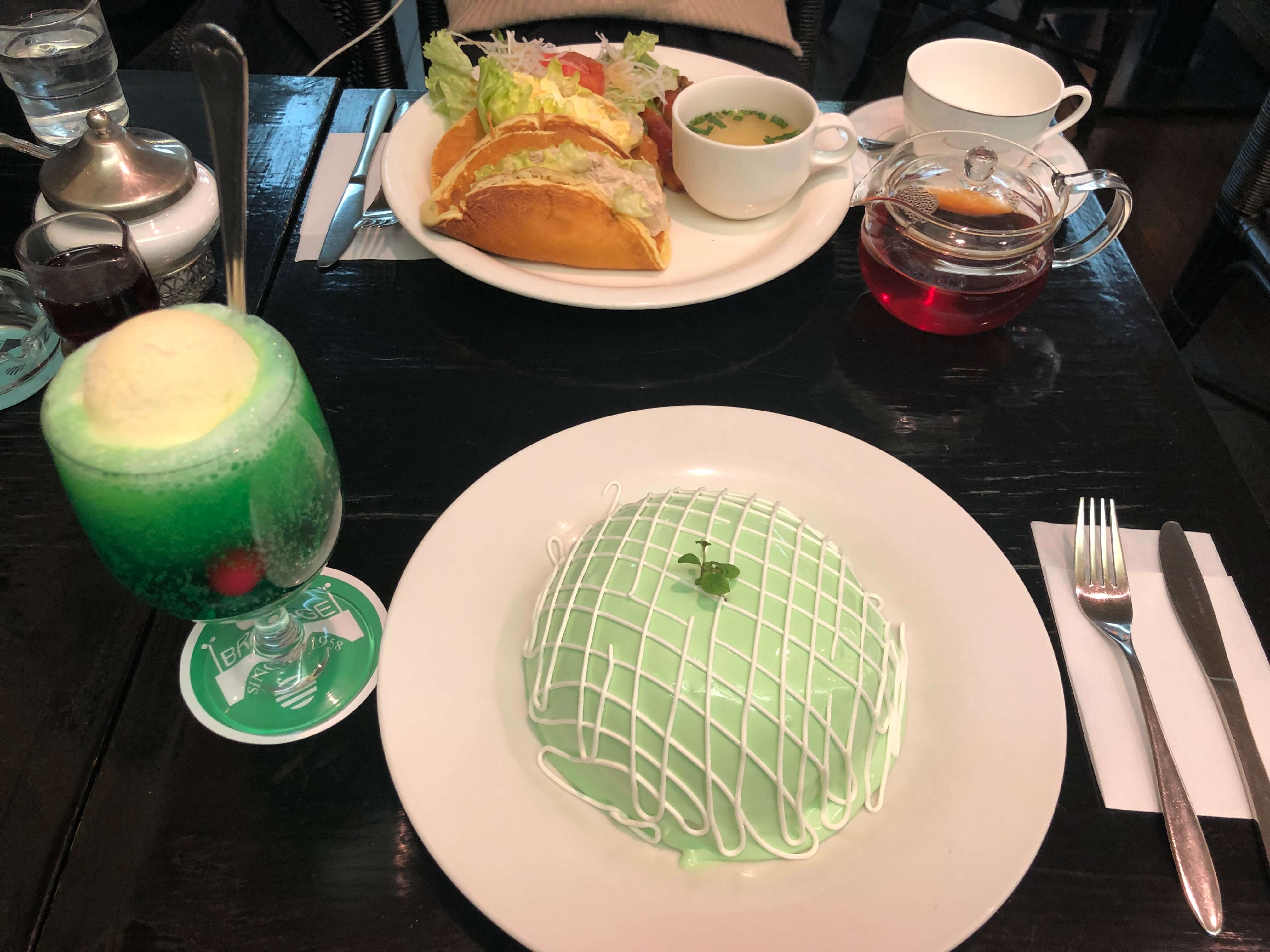 銀座「カフェ・ブリッヂ」メロンパンケーキ　Ginza cafe Bridge Melon pancake_soda